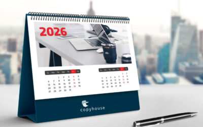 Calendário de mesa 2026 personalizado: modelos e tamanhos