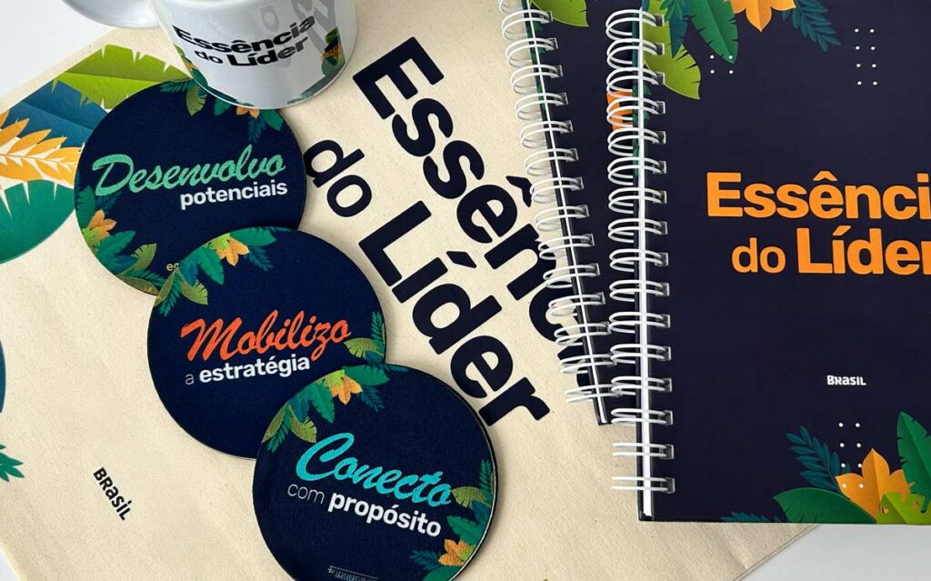 Materiais corporativos premium em diferentes superfícies, com consistência de cor garantida pela Copy House.