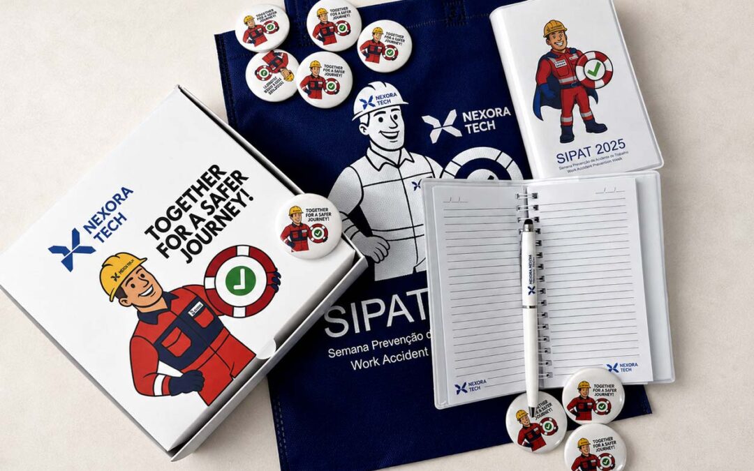 Materiais personalizados para SIPAT com brindes e comunicação visual